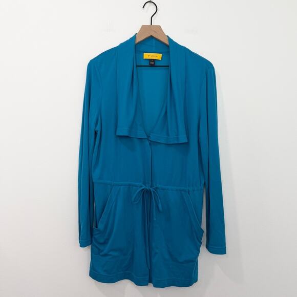 St. John Jackets & Blazers - St. John Yellow Label Casual Jersey Knit Jacket in Turquoise Blue size Medium